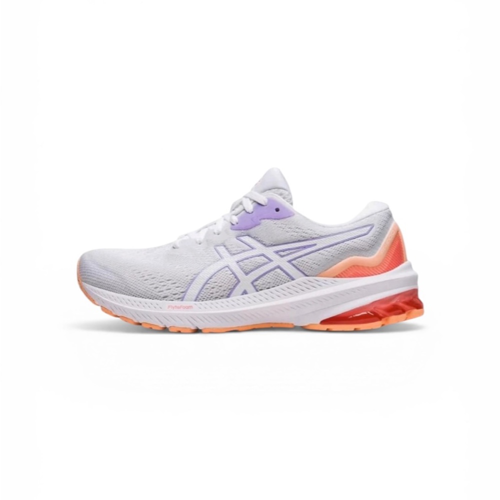 ASICS Women's White Running Shoes with Lavender and Orange Accents - Picture 2 of 5